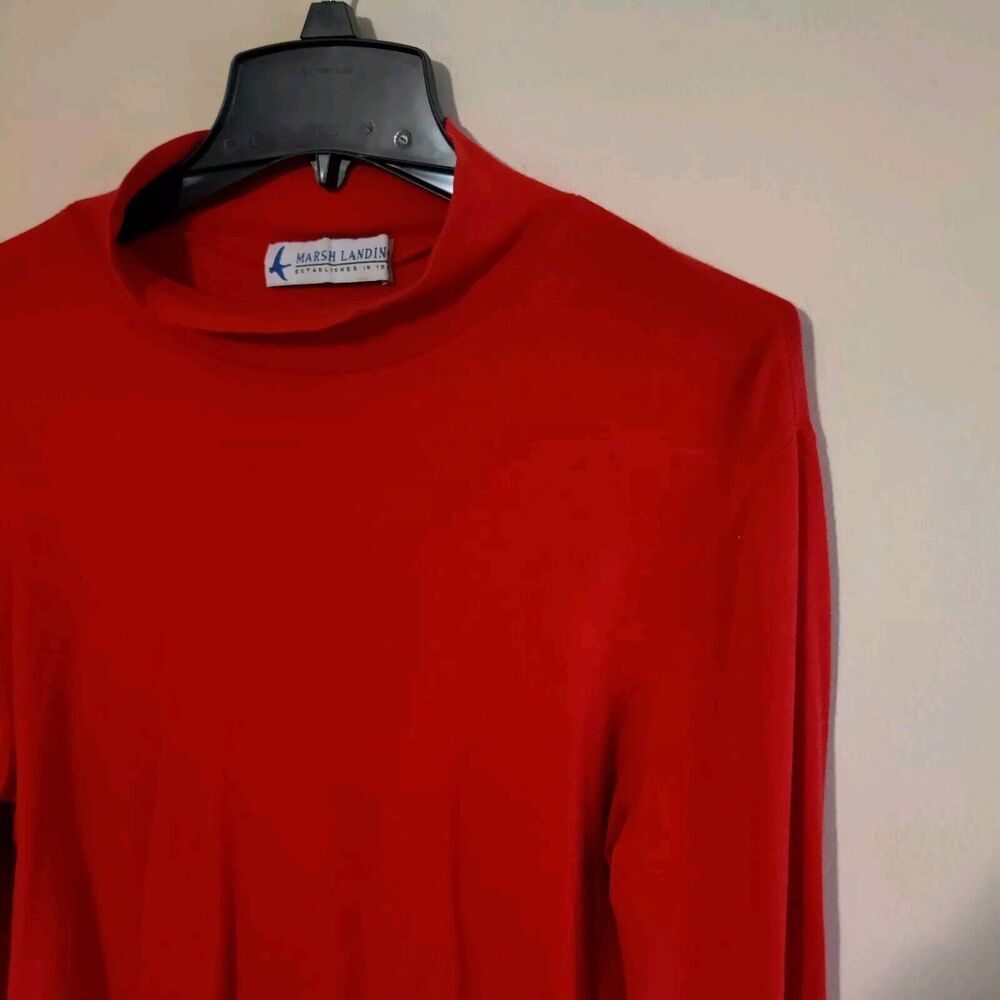 Marsh Landing High Neck Shirt Sweater Made In Fuji Women's Sz S (‎ Red )